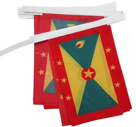 AZ FLAG Guirnalda 6 Metros, 20 Banderas de Granada 21x15 cm, Bandera Grenadina 15 x 21 cm - Banderines