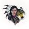 hegibaer Indianerin Dreamcatcher Wolf Traumfänger Edel Patch Aufnäher Aufbügler 1144