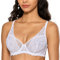 DOBREVA Damen Spitze Minimizer BH mit Bügel Sexy BH Große Brüste Durchsichtig Ungefüttert Weiss 95D