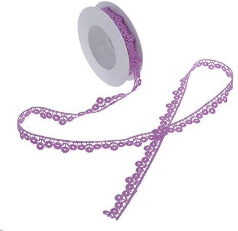 Deko-Litze Blümchenwiese - Lavendel - Häkelbordüre - Spitzenborte - Ziergirlande - Dekoband - Dekogirlande - Bordüre - ca. 15 mm Breite - 5 m Länge - 276-15-5-957