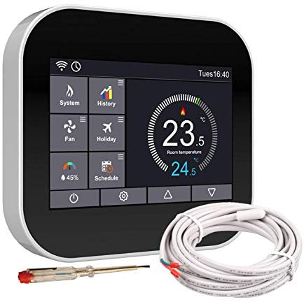 Nassboards Smart Thermostat - for Electric Underfloor Heating, Remote & WiFi Control, Programmable, Digital & Compatible with WiFi, Alexa - Installation Kit Included