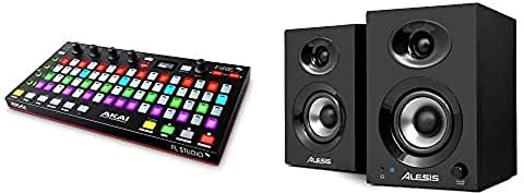 Akai Professional Fire (Controller only) + Alesis Elevate 3 MKII - USB MIDI Controller für FL Studio und aktive Desktop-Studiolautsprecher für Heimstudios