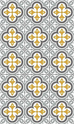 STORESDECO - Mosaik-Vinyl-Teppich, Gepolsterter Vinyl-Teppich, Waschbar und rutschfest. Es Ist EIN Idealer Teppich Für Küche, Wohnzimmer, Schlafzimmer… | Graue Blume, 120 cm x 180 cm