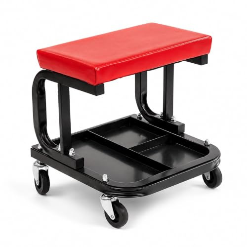 Oypla Heavy Duty Garage Stool Rolling Mechanics Chair Crawling Seat