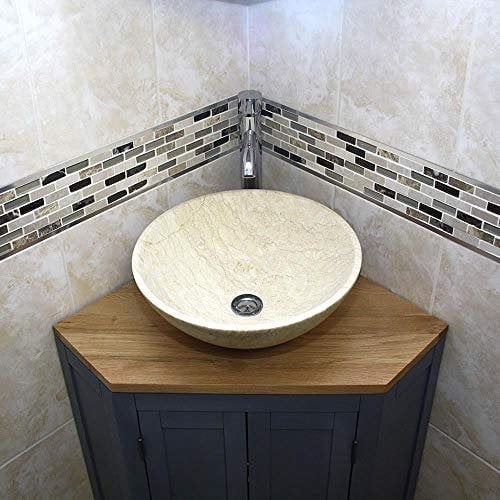 Grey Painted Bathroom Vanity Cabinet Corner Wash Unit & Marble Stone Basin 501BG (Bowl D)