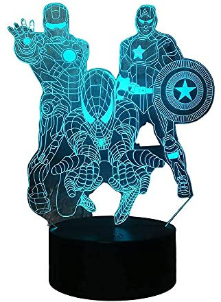 Avengers 3D LED Spiderman Night Light - Intelligent Remote Control 16 Color Change for Kids Bedroom Decoration, Night Lights for Boys and Birthday Gifts