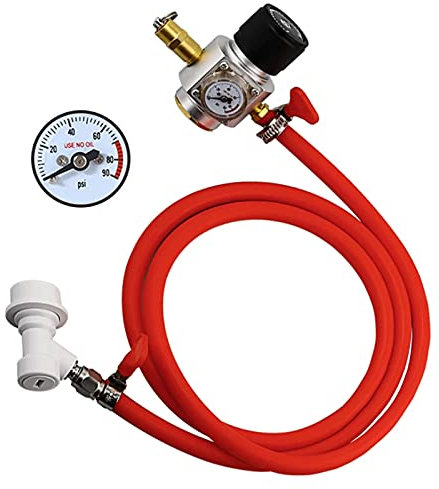 KELUNIS Régulateur De Co2 0-90Psi, Brasserie Maison Assemblage De Conduite De Gaz De Bière, Tuyau De Carbonatation De Gaz en PVC 5/16 avec Serrure À Bille Et Pinces pour Bouteille De Gaz Co2