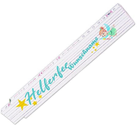 Zollstock mit Wunsch-Namen und Motiv – Helferfee - Meterstab individuell einseitig bedruckt - Glieder-Maßstab personalisiert