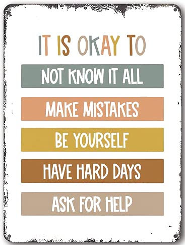 EYSL It is Okay – Boho Klassenzimmer Dekor Klassenzimmer Poster Klassenzimmer Zitate Be Yourself Spielzimmer Dekor Kind Kunst Lehrer Geschenk Metall Blechschild Schule Schlafzimmer Basteln Schild