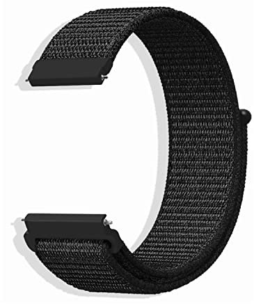 CeiBand Armband für 20MM 22MM 18MM, Nylon Uhrenarmbänder, Ersatzband mit klettverschluss, Verstellbares Uhrband für Herren und Damen - Schwarz