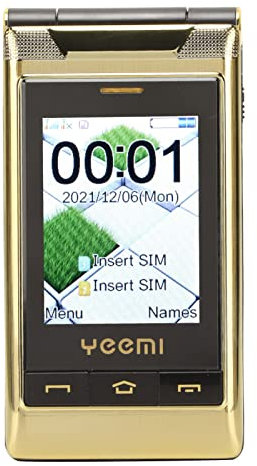 ciciglow Téléphone 3G pour Personnes âgées à Rabat, Téléphone 3,0 Pouces avec Grand écran Double Face, Longue Veille, Double Carte SIM, Téléphone Portable pour Personnes âgées, Lecteur de(Or)
