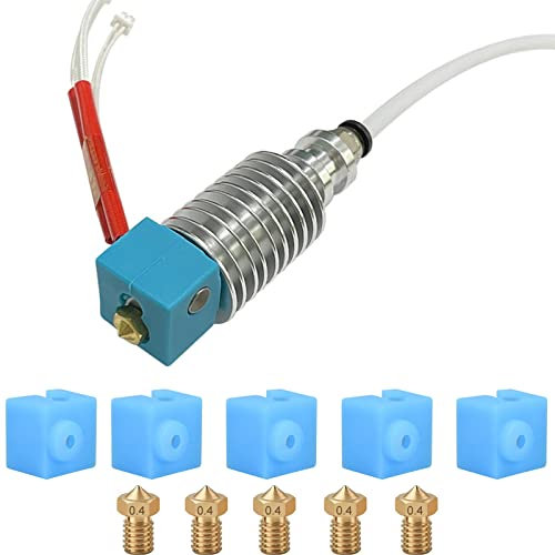 LANKEGU Hotend Kit pour imprimante 3D Anycubic Mega S, kit Hotend assemblé avec 5 chaussettes en silicone et buses pour imprimantes 3D à filament Mega, Mega S