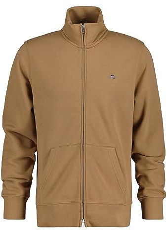 GANT Men's Reg Shield Full Zip Sweat Cardigan (Pack of 1), Warm Khaki, L