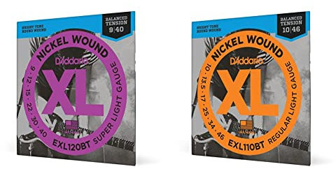 D'Addario E Gitarren Saiten | EXL120BT Saitensatz, für E-Gitarre 009-040 & E Gitarren Saiten | DER BELIEBTESTEN SAITENMARKE | EXL110BT | vernickelter Stahl | Regular Light (10-46) | Balanced Tension