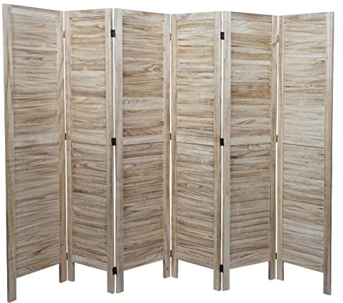 Mendler Paravent HWC-G30, Trennwand Sichtschutz Raumteiler, Shabby-Look 170x240cm - Hellbraun
