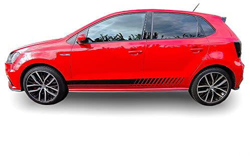 Auto-Dress Seitenstreifen Aufkleber Set/Dekor passend für VW Polo MK5 V (210 Black Gloss)