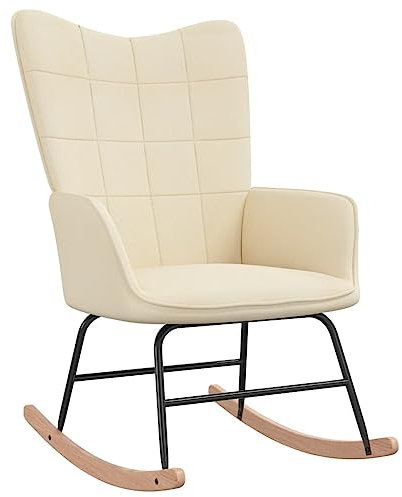 INLIFE Schaukelstuhl Creme Stoff,Creme,10KG
