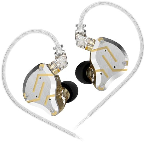 KINBOOFI KZ ZS10 Pro IEM, 4BA 1DD Multi Driver In Ear Monitor, On Stage Monitor for Singer, Guitarist, Drummer (Gold, No Mic)