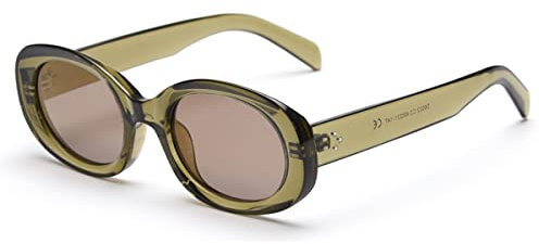 kachawoo Retro ovale Sonnenbrille polarisierte Männer Frauen Mode Sonnenbrille mit UV400 Schutz Fahrbrille (green)