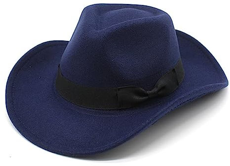 GRFIT Fedora Trilby Filzhut Hut Fedora Weiches Tuch Western Cowboyhut Reithut Reithut Jungen Und Mädchen Hut M(56-58cm) Marineblau