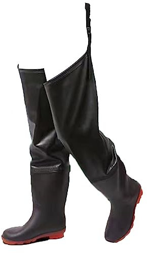 Stivali A Coscia Da Pesca Stivali da pesca impermeabili in PVC nero con glutei da pesca, con fibbia regolabile, stivali da pioggia con un'altezza di 80 m (Color : Black, Size : 40 EU)