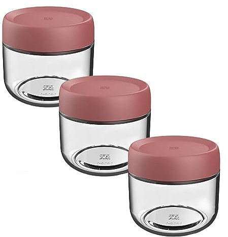 Eidoct Lot de 3 bocaux en verre avec couvercle à visser anti-fuite pour avoine, yaourt, salade, céréales, lait, fruits, condiments, sauce, collations, jus (280 ml, rouge)
