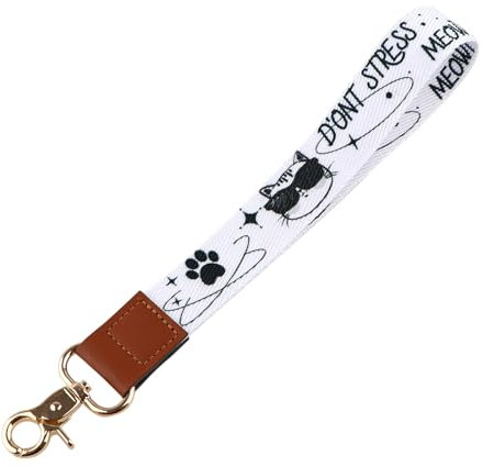 juanooo Schwarz & Weiß Handgelenk Lanyard für Schlüssel Niedlich Klein Schlüsselanhänger Wristlet Lanyard für Frauen Mädchen Männer für Autoschlüssel Telefon Brieftasche Coole Katzen Kurze Hand