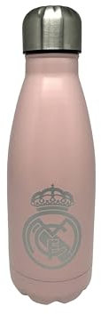 CYP Brands Real Madrid- Botella de agua de acero, Bidón, Cantimplora, Cierre Hermético, 550 ml, Color rosa, Producto Oficial