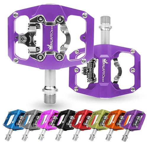 IMPALAPRO - Klickpedale Doppelfunktion SPD/Plattform Kompatibel mit Shimano - Kombipedale SPD - Klickpedale SPD - Klickpedale MTB/Gravel Bike - SPD Pedale - 9/16 Zoll (Violett)