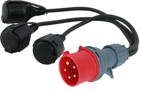 Btstil CEE Adapter Starkstrom 400V 16A Stecker auf CEE 3 X 230 V Kupplung, H05RR-F- 3x1,5mm² Gummischlauchleitung