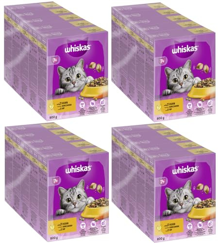 WHISKAS Beutel Katzenfutter Trockenfutter (4x5x800g, Huhn 7+)