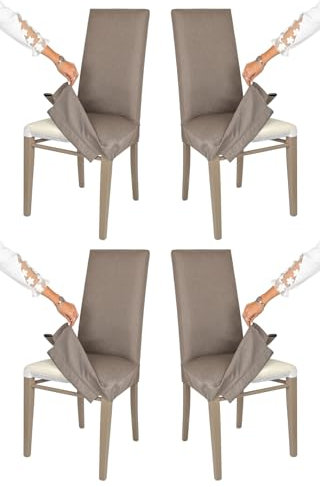 Tommychairs-4er Set gepolsterte Stühle JAZZ mit herausnehmbarem Bezug,Struktur aus lackiertem Buchenholz Farbe Cappuccino,gepolstert und mit herausnehmbarem Bezug aus Stoff in Murmeltier-Braun bezogen