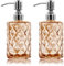 2 Pack 12 Oz Glass Soap Dispenser with Stainless Steel Pump, Refillable Liquid Hand Soap Dispenser for Bathroom, Vanity Countertop, Kitchen Sink, Laundry Room, Home Decor Accessories (Orange)