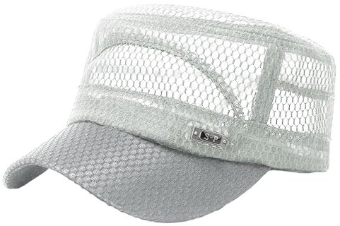 crazy bean Trucker Cap mit Netz Herren Damen Army Military Cap Einstellbar Belüftet Baseball Caps Vintage Basecap Kappe Hut Sommermütze Golf Tennis Visor Mütze,Hellgrau