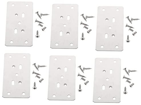 6pcs Hinge Repair Plate Stainless Steel Cabinet Tools for Wood Stainless Steel Hinges Furniture Mending Plates Door Hinge Filler Plate Door Hole Cover Plate Door Plate Silver Hinge