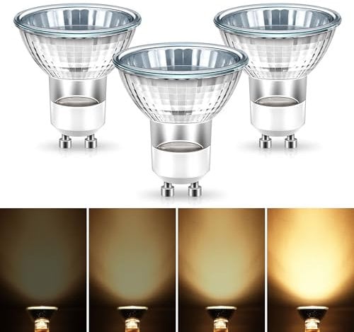 GU10 Halogen Leuchtmittel, 230V Halogen 35W Glühlampen Dimmbar, GU10 Halogenlampen 2800K Warmweiß, Lange Lebensdauer 450LM, Reflektor 50x53mm für Schienenlicht, Einbauleuchte, 3 Stück