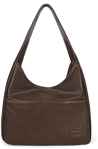 Quirkademy Hobo Bag für Damen, Tote Bag Retro Schultertaschen aus PU Leder, Tragetasche mit Große Kapazität, Umhängetasche Lässige Handtasche für Einkauf Reise Büro Dates Arbeit Schule - Kaffee