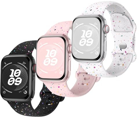 3er Stück Band für Apple Watch Armband 41mm 40mm 38mm 46mm 42mm 45mm 44mm 49mm, Silikon Band Kompatibel mit Apple Watch 10 SE 9 8 7 6 5 4 3 2 1 Ultra