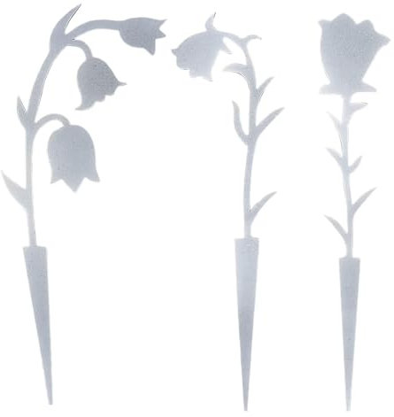 LOVIVER 3X Maiglöckchenstecker Blumenstecker Deko Metall Kleine Gartenstecker für Pflanzen für Rasen Blumentopf Hof Indoor Outdoor, Weiß