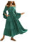 SCARLET DARKNESS Women Gothic Dress Off Shoulder Lace-up Elastic Waist Medieval Maxi Dress Dark Green S