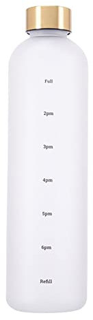 Uposao Gourde de sport réutilisable en plastique sans BPA avec marqueur de temps pour homme et femme 1000 ml