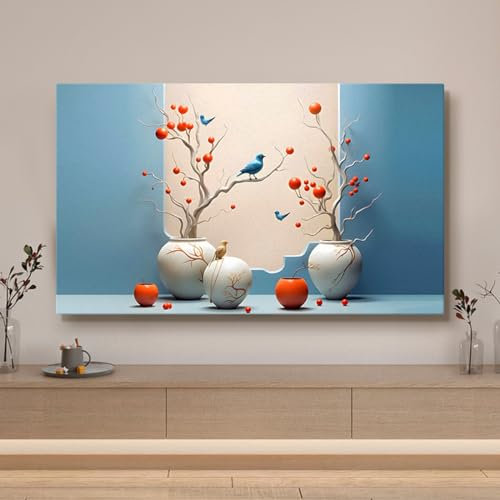 Leichte Luxus-tv-Abdeckung 42–86 Zoll, Buntes Blumenmuster, Displayschutzfolie, Kunstabdeckung, Typ Tv-staubschutz Für LCD-led-bildschirme, Staubdichtes Tuch(Size:80-85in,Color:A)