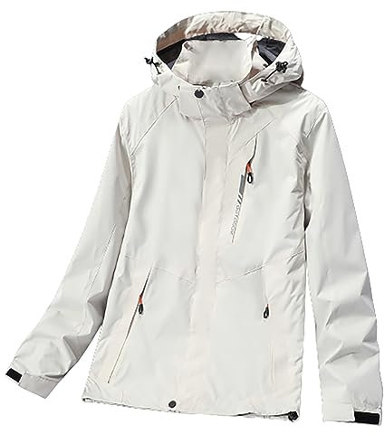 SRTUMEY Regenmantel Damen Wasserdicht Softshelljacke Einfarbige, abnehmbare, winddichte, regenfeste, atmungsaktive Outdoor-Jacke für Damen im und Winter Seitlichen Mantel Damen
