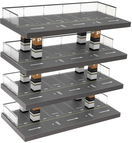Yaoliucp Modellauto-Display-Hülle mit Parkplatz Szene 1:64 Skala 4-Tier-Spielzeugauto-Display Einfacher Baugruppe DIY Friendly Fade Resistant Model Car Display, kein Auto, Spielzeugauto Display