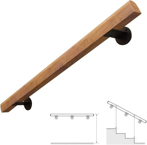 ZHENCHAO rutschfeste Handläufe - Komplettset. Treppengeländer aus Naturholz, Wandmontage, Geländer für ältere Menschen, Sicherheitshandstützgeländer, Korridorstange, Haltegriff