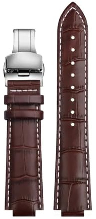 HTHRRFE For LV-Uhr Raised Mouth Kompatibel mit Louis Vuitton Tambour Q1121 Q114k Dedicated Watchband Rindsleder-Uhrenarmband Männer Frauen mit Werkzeugen(B Brown white SK,18x10mm)