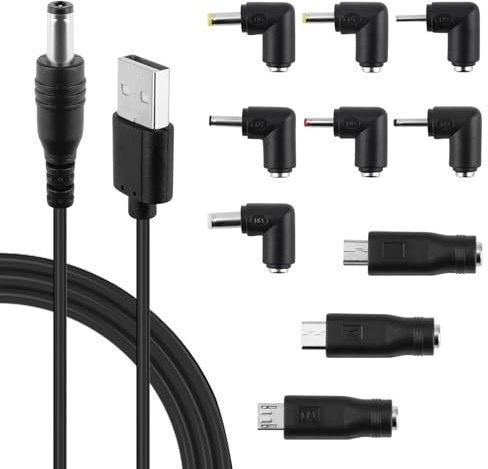 DC 12V 2A Car Charger Cable 5.5x2.1mm to Cigarette Lighter Universal Power Cord with 10 Connectors for DVD Player GPS Navigation Projector Bluetooth Speaker Camera Router CD Player 1m