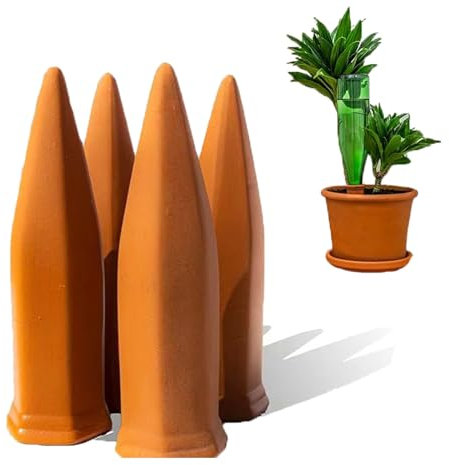 Molyorch 4 Cônes Cône D’arrosage, Système D'irrigation pour Plantes en Pot, Arrosage Goutte à Goutte en Terre Cuite, pour Jardin Maison (Forme de cône)