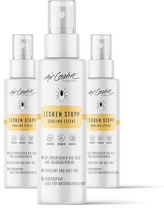 Air Creative - Hautspray gegen Zecken - Zeckenschutz Mensch - DEET-frei, Zeckenspray für Kinder und Erwachsene, mit Jojoba Perlen für Kühlung und Pflege - 3er Pack 300ml - 6 Stunden Schutz