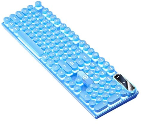 Teclado mecánico RGB - Teclado de juego de estilo de máquina de escribir retro estético con luz de fondo LED | Teclas táctiles clicky de 104 teclas, teclas redondas, teclado con cable a prueba de chor